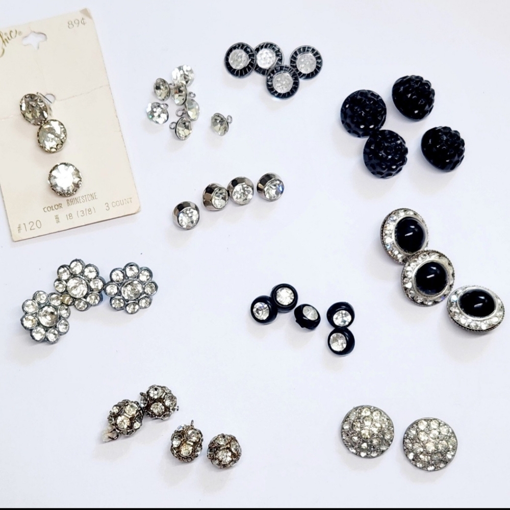 Thirty-Nine Assorted Antique And Vintage Rhinestone Buttons